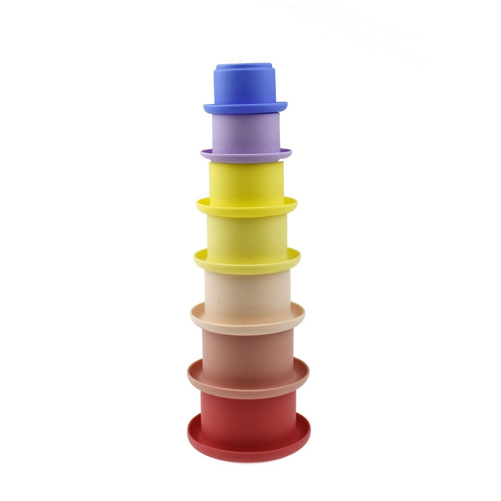 Pink Cascade 7Pcs Silicone Stacking Cups