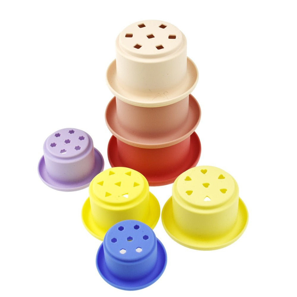 Pink Cascade 7Pcs Silicone Stacking Cups