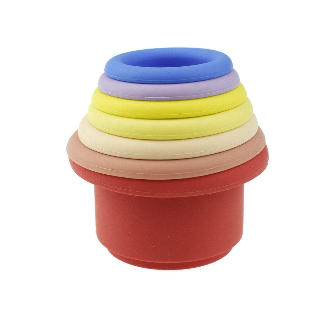 Pink Cascade 7Pcs Silicone Stacking Cups