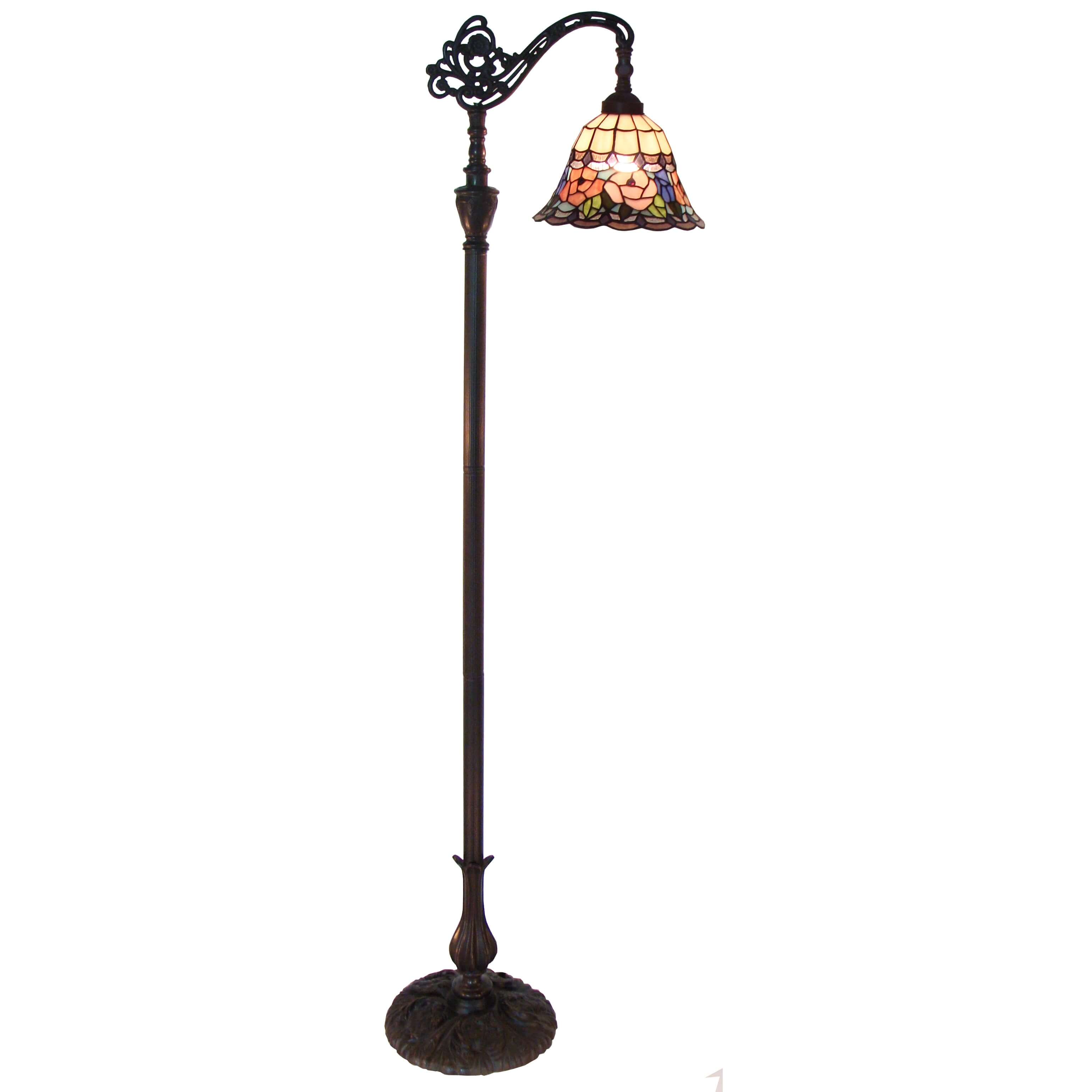 Pink Rose Downbridge Tiffany Stained Glass Floor Lamp