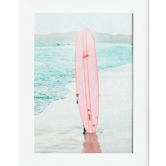 Pink Surf Mounted Print Wall Decor - 40x50cms