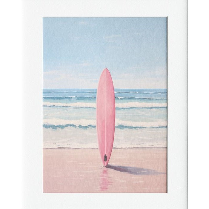 Pink Surf Painting Mounted Print Wall Decor - 40x50cms