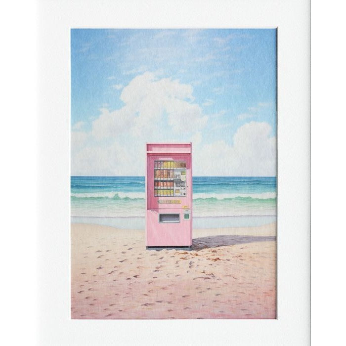 Pink Vending Mounted Print Wall Decor - 40x50cms