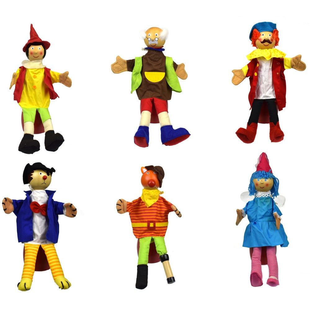 Pinocchio Characters Hand Puppets Set of 6