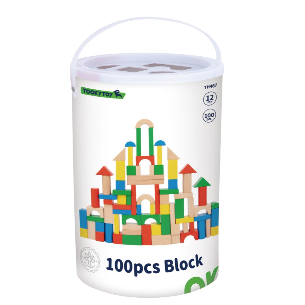 Playful 100 Pcs Construction Wooden Blocks