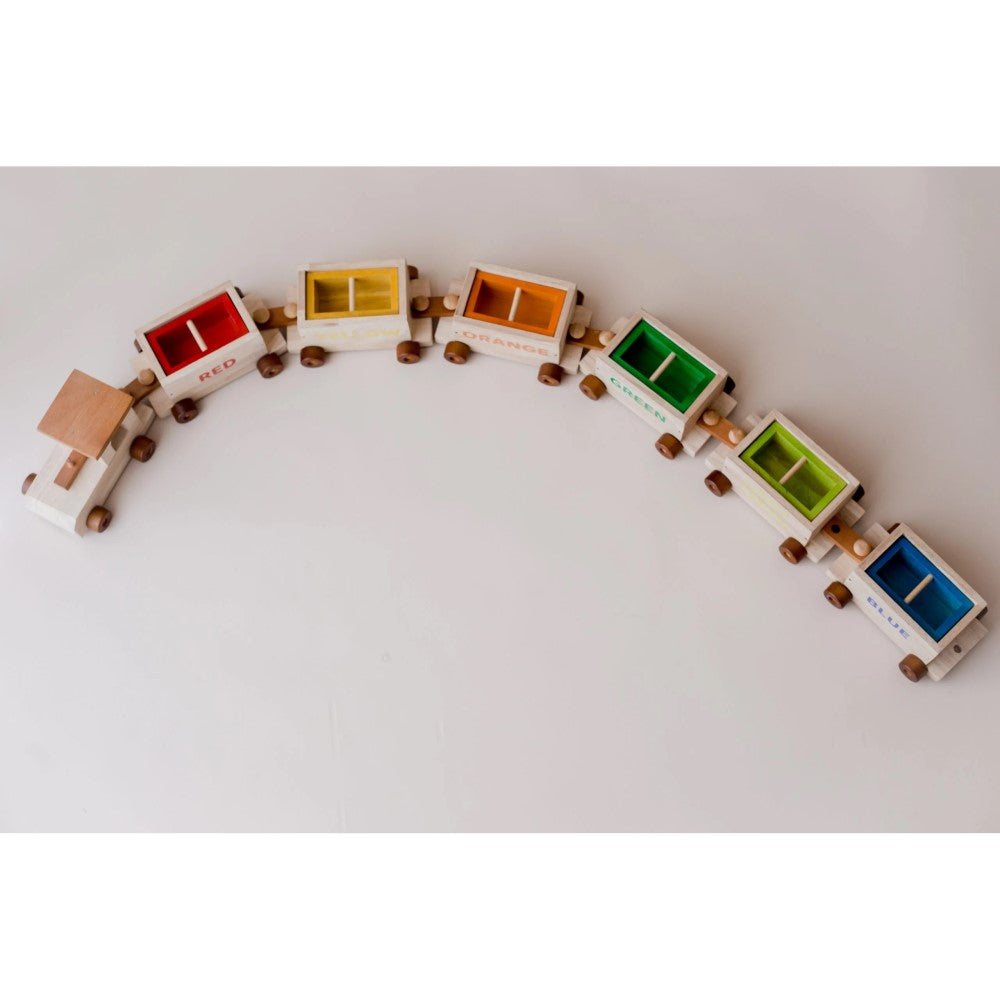 Playful Wooden 6 Carriages Sorting Train