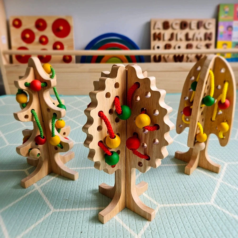 Playful Wooden Solid Lacing Trees - Set of 3