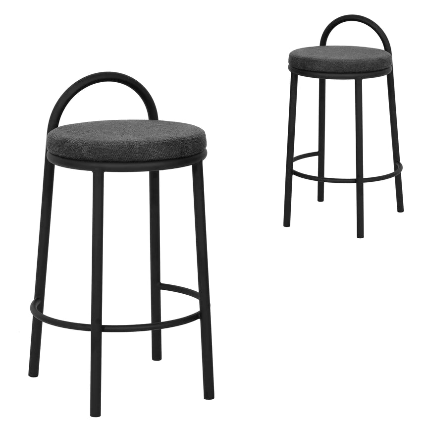 Plush Pearl Bar Stool - Charcoal Grey (Set of 2)