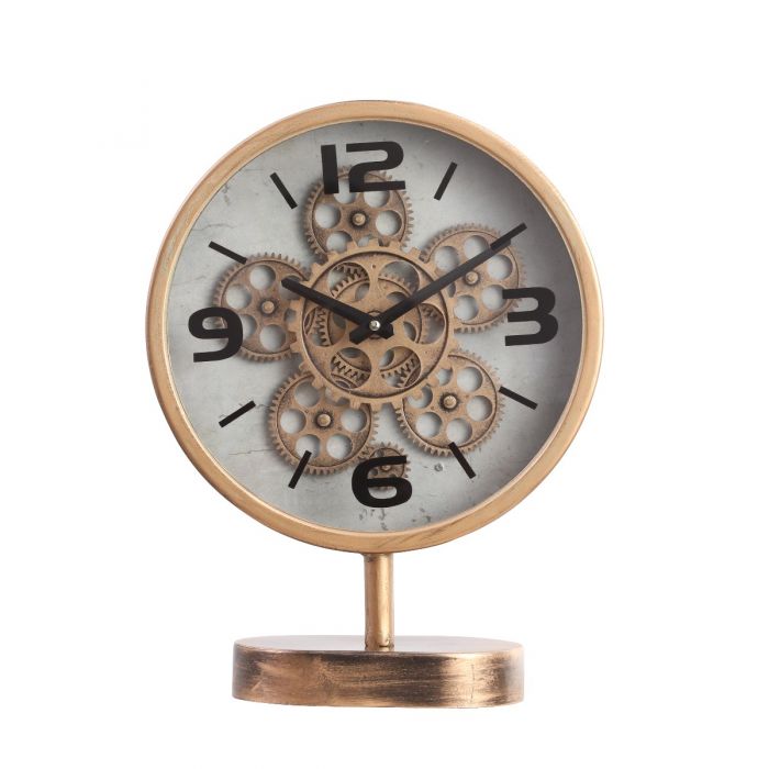 Pluto Industrial Gear Movement Clock Footed Stem - Gold