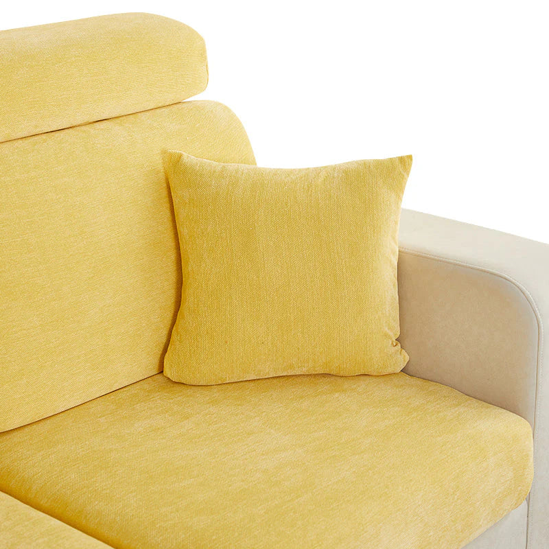 Polyester Chenille Thick Stretchable Cushion - Pastel Yellow - 45 x 45cms