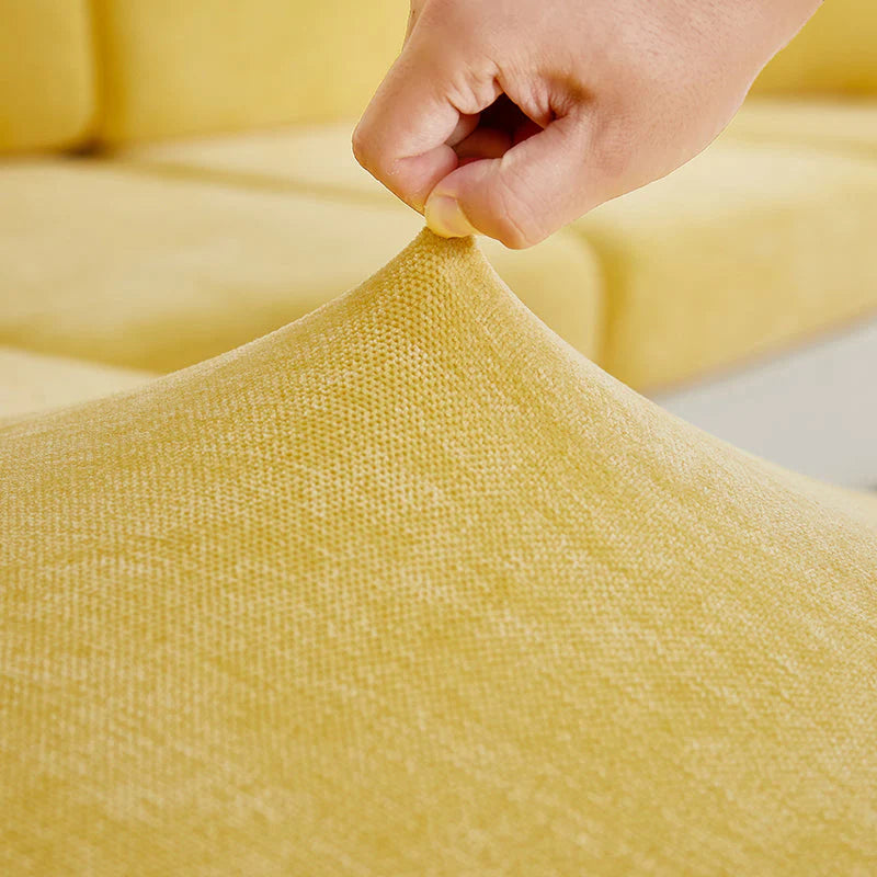 Polyester Chenille Thick Stretchable Cushion - Pastel Yellow - 45 x 45cms