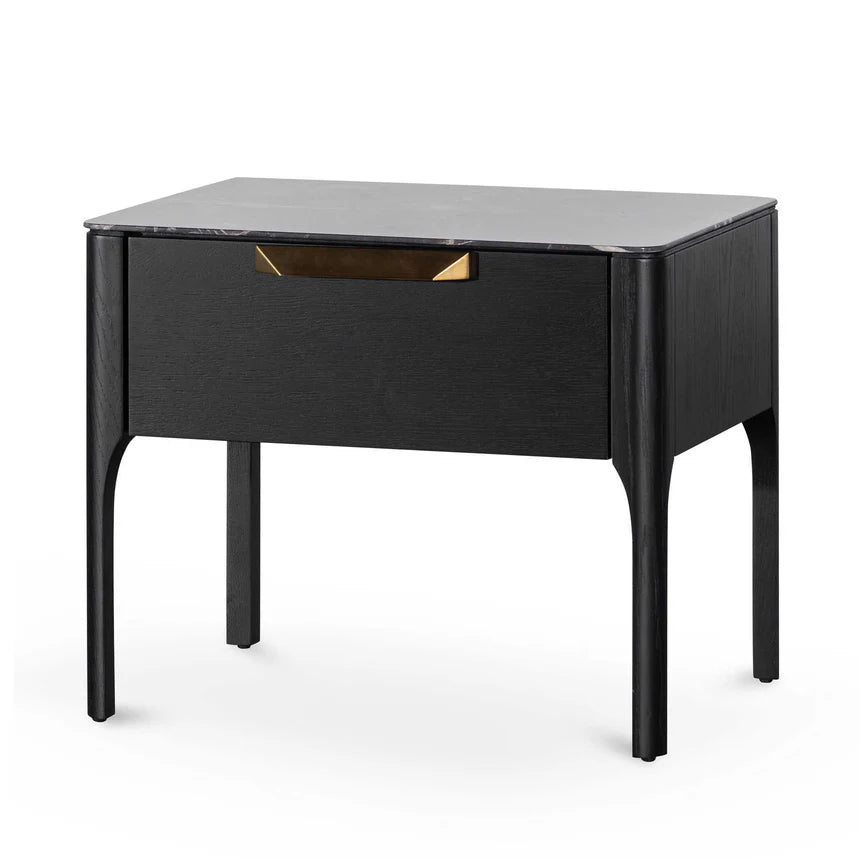 Porcelain Marble Top Bedside Table - Black