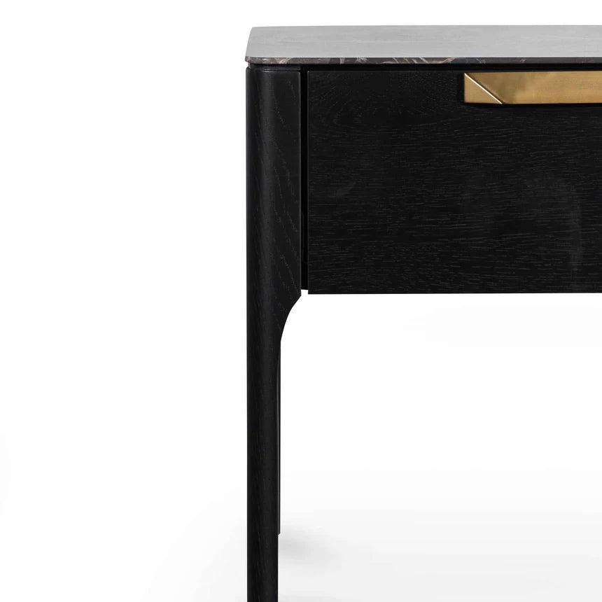 Porcelain Marble Top Bedside Table - Black