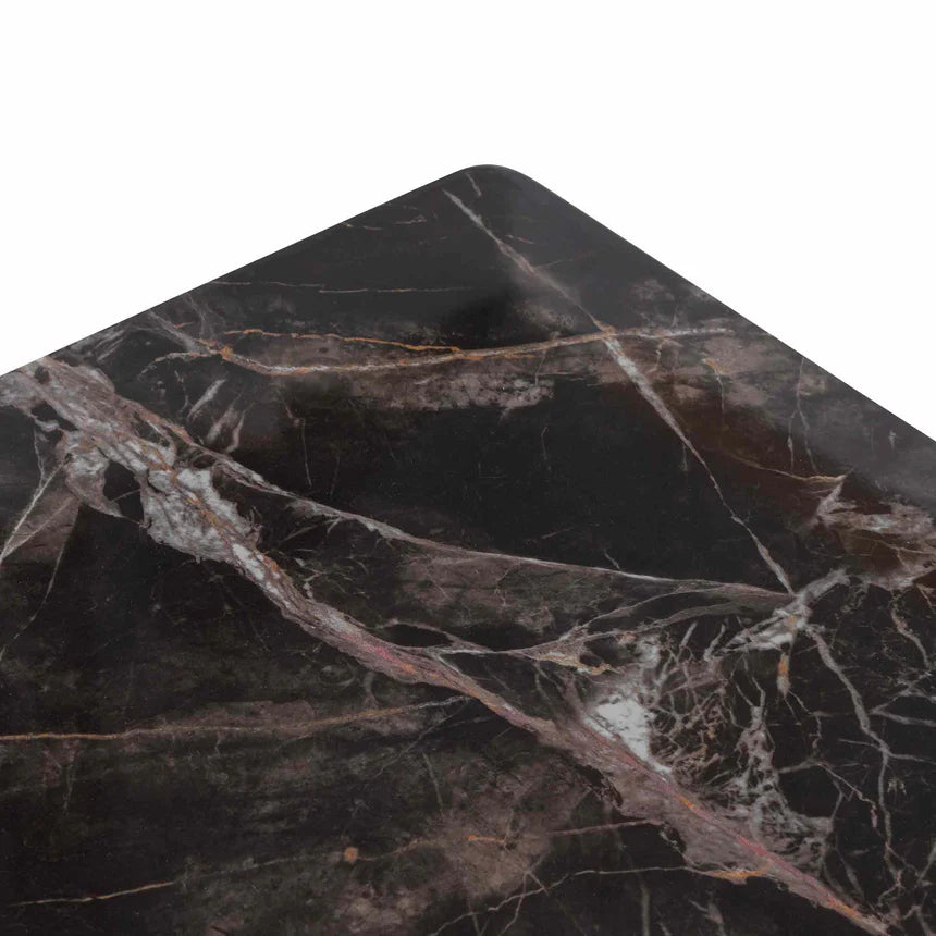 Porcelain Marble Top Bedside Table - Black