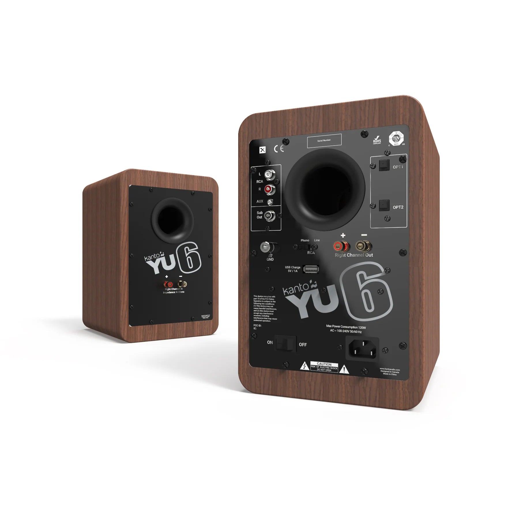 Powered Bookshelf Bluetooth Speakers - Walnut