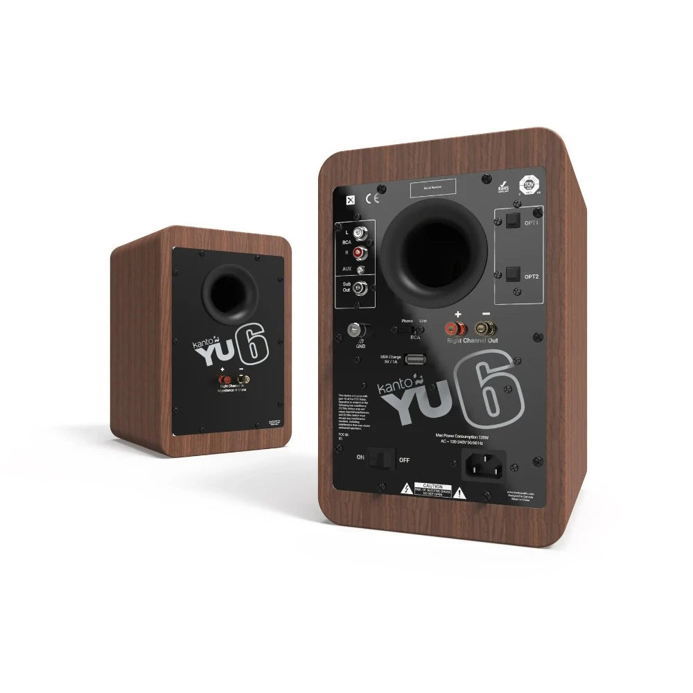 Powered Bookshelf Bluetooth Speakers Walnut with Stand - 55.88cms