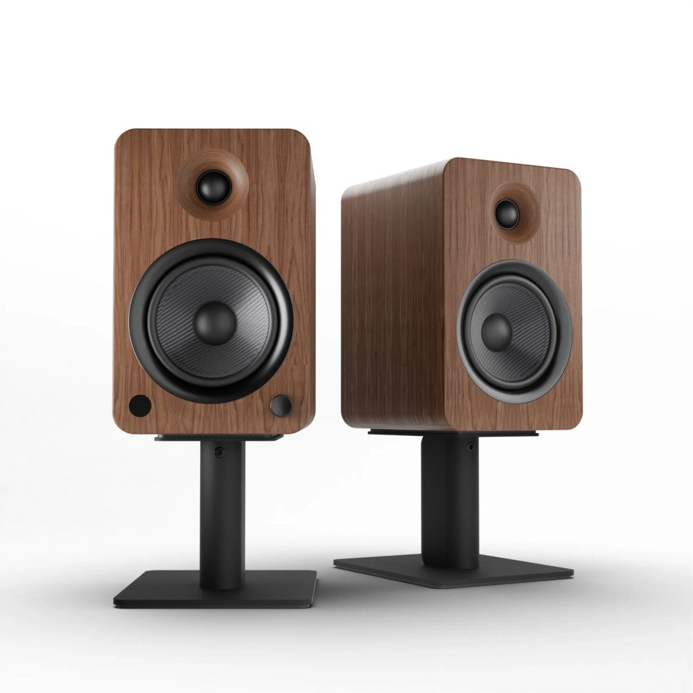 Powered Bookshelf Bluetooth Speakers Walnut with Stand - 15.24cms