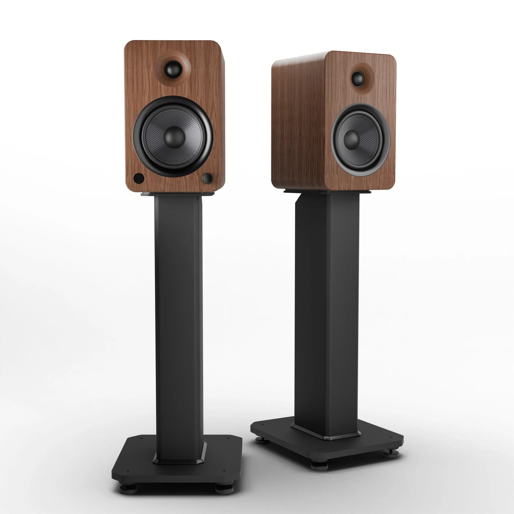 Powered Bookshelf Bluetooth Speakers Walnut with Stand - 55.88cms