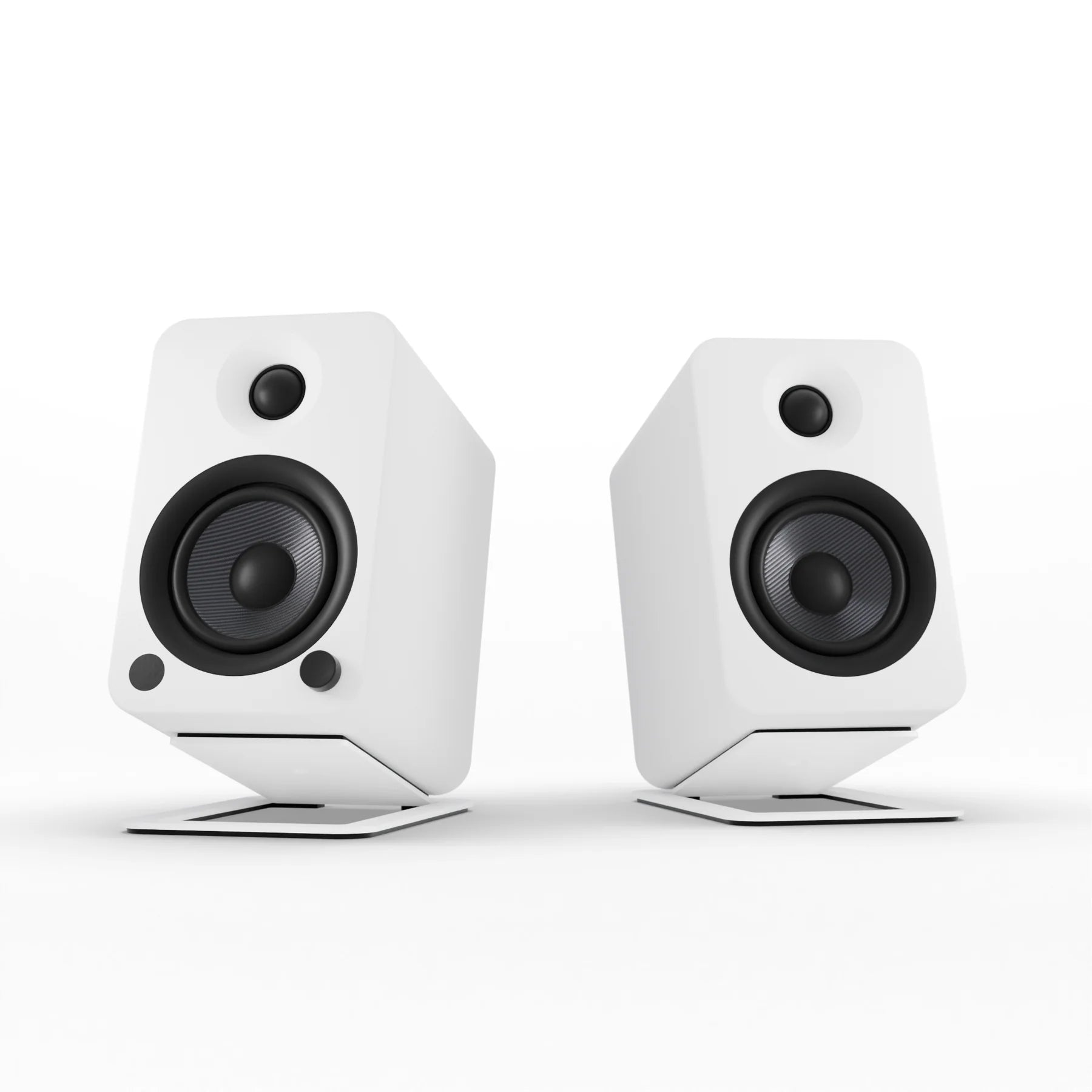 Powered Bookshelf Bluetooth Speakers With White Stand