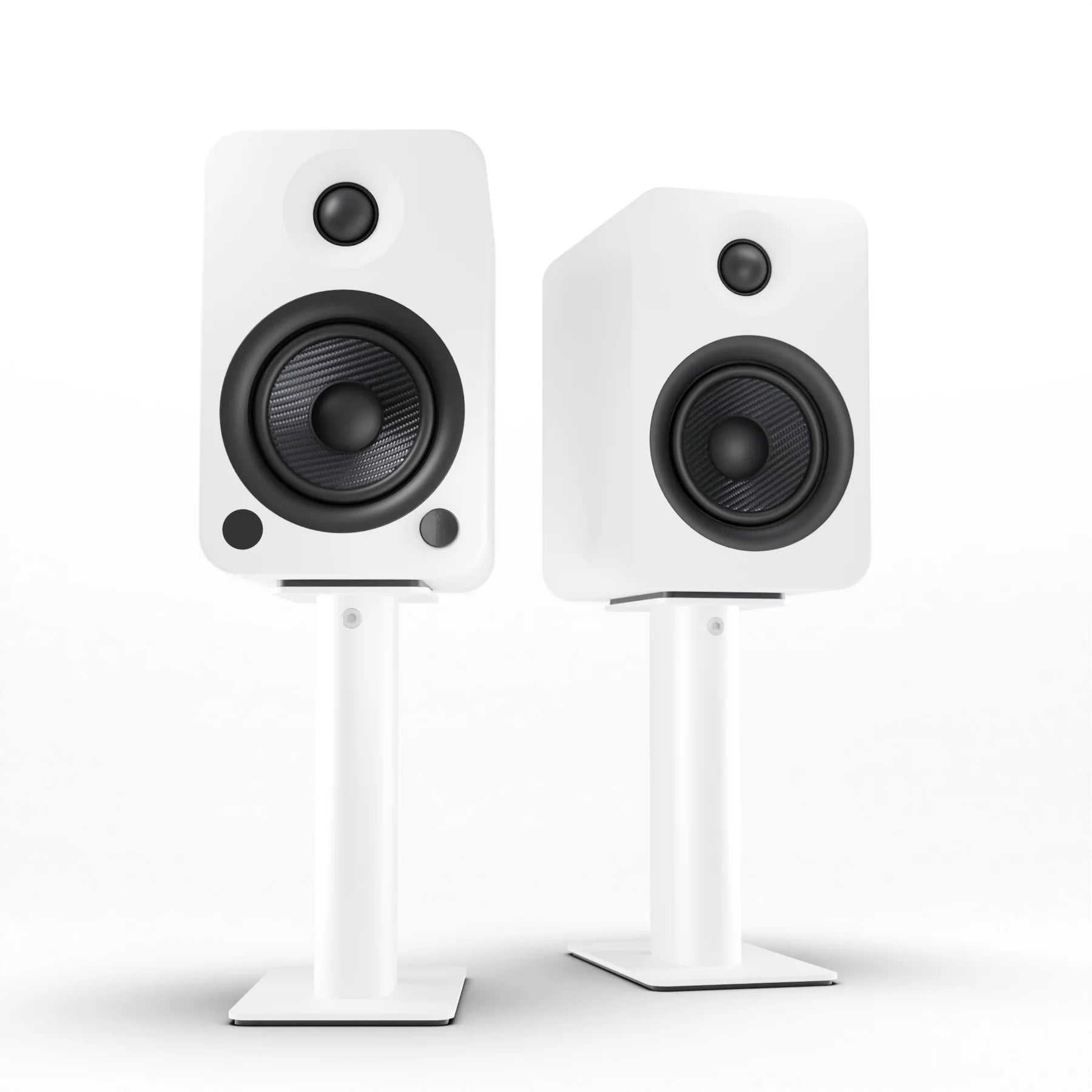 Powered Bookshelf Bluetooth Speakers With White Stand - 22.09cms