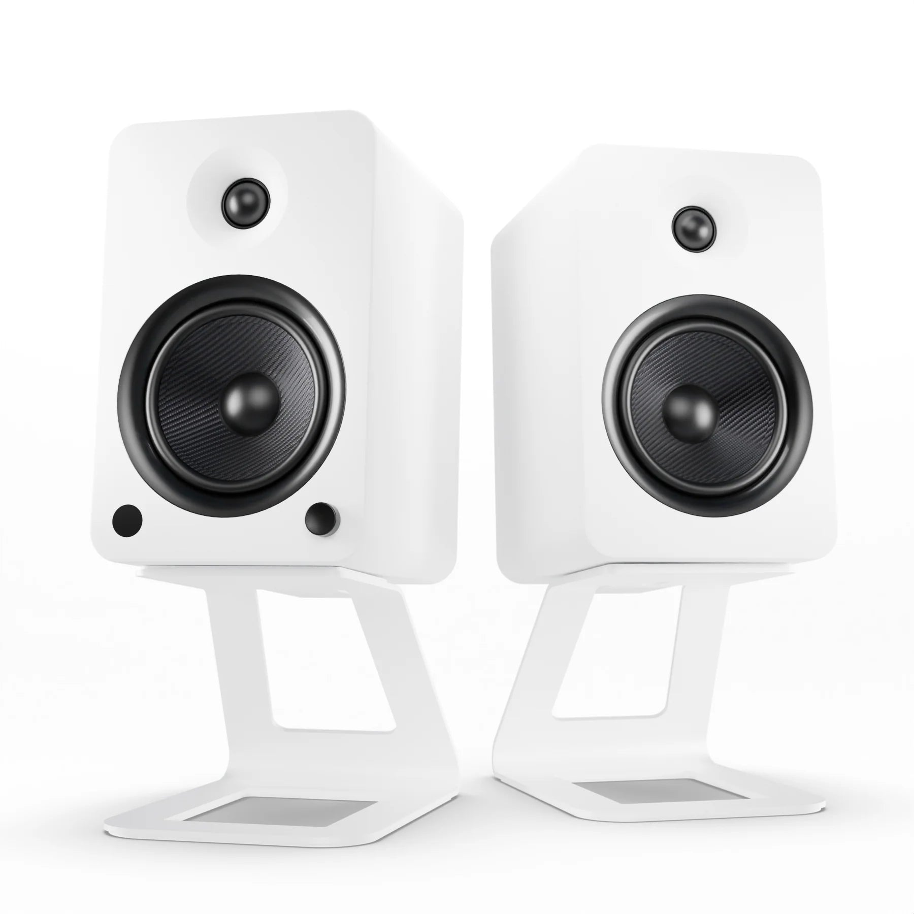 Powered Bookshelf Bluetooth Speakers with Stand - White