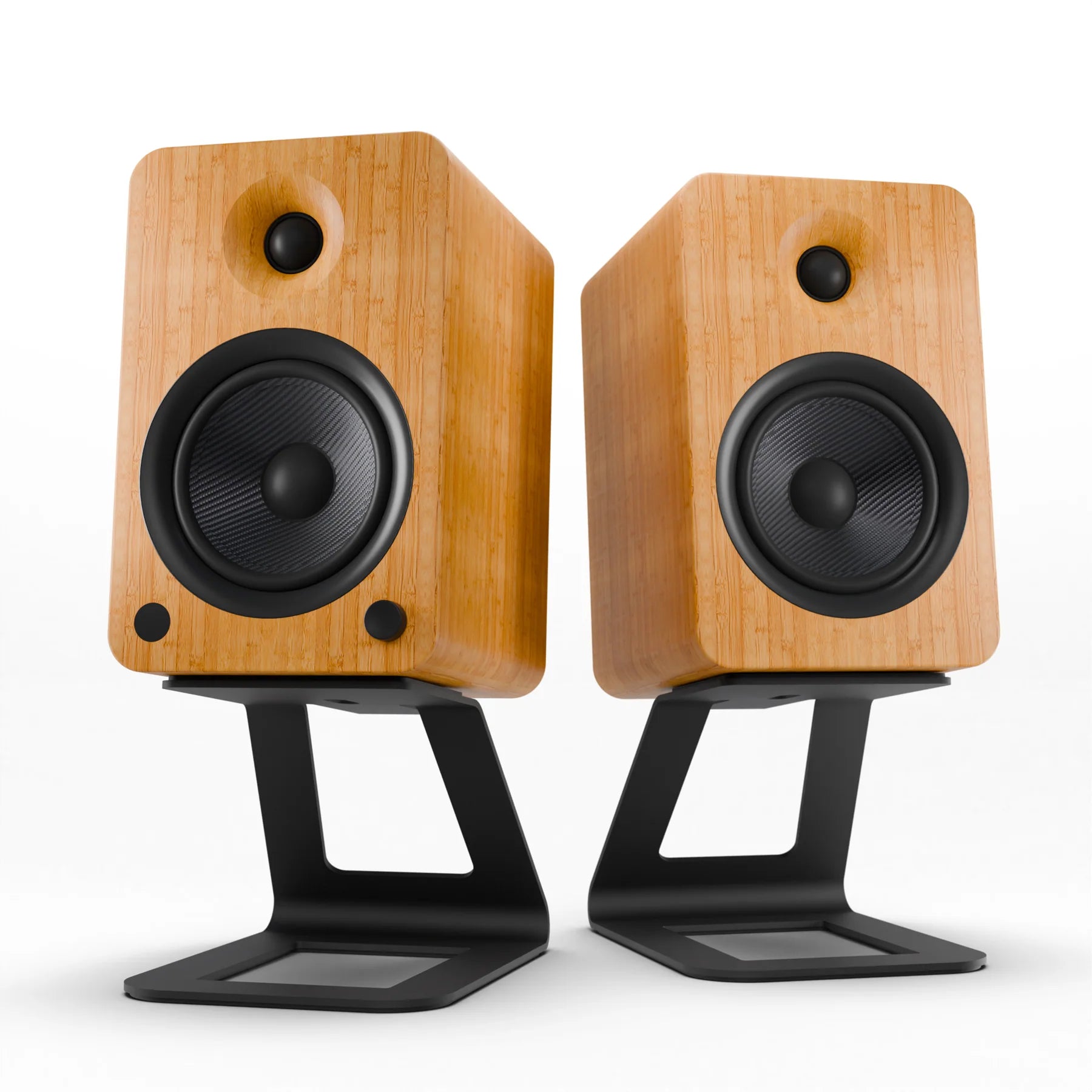 Powered Bookshelf Speakers Bluetooth with Stand Bamboo - 27.17cms