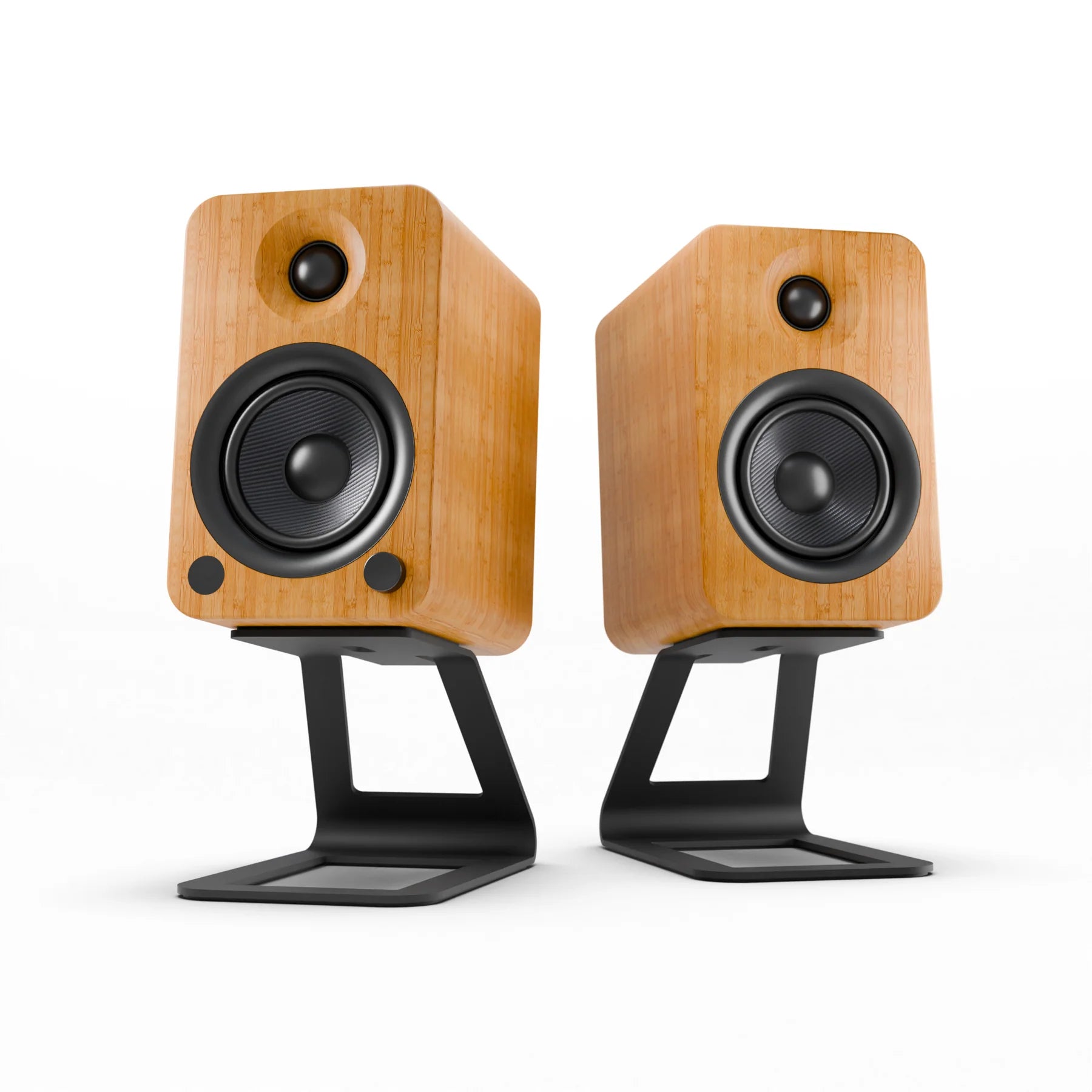 Powered Bookshelf Speakers with Bluetooth Pair - Bamboo