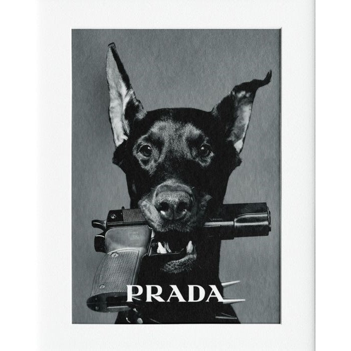 Prada Dog Mounted Print Wall Decor - 40x50cms