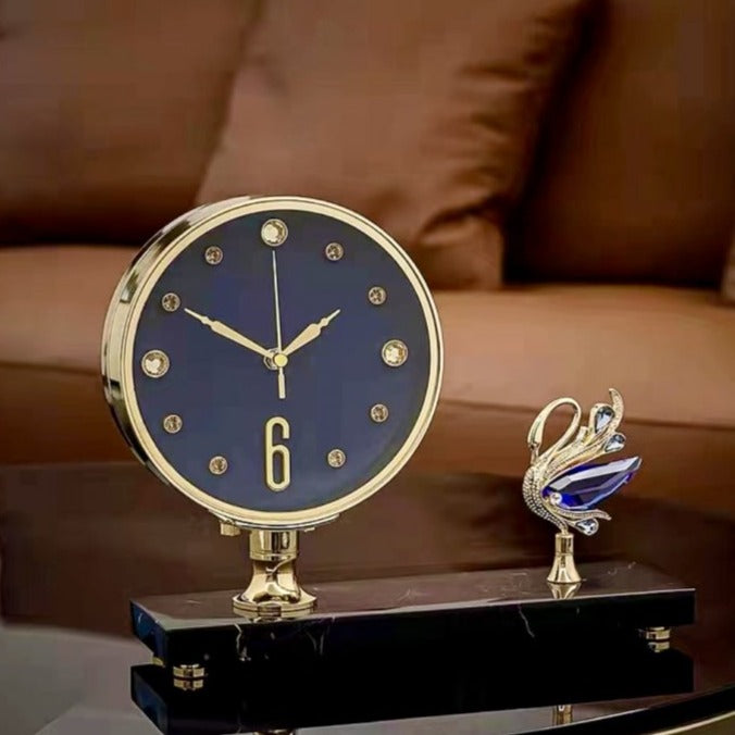 Premium Crystal Swan Table Clock - Available in 2 Colors