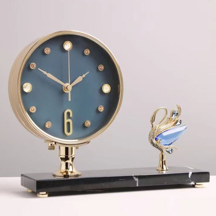 Premium Crystal Swan Table Clock - Available in 2 Colors