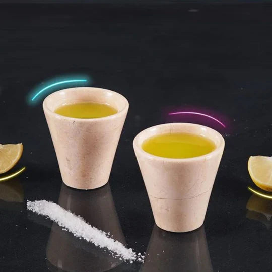 Premium Marble Tequila Shot Glasses - Beige