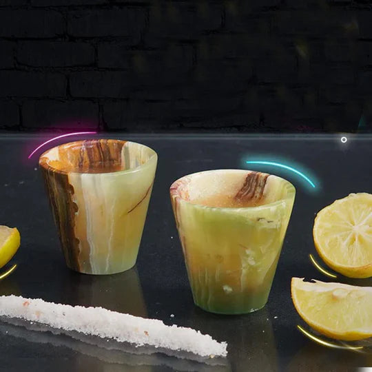 Premium Marble Tequila Shot Glasses - Green