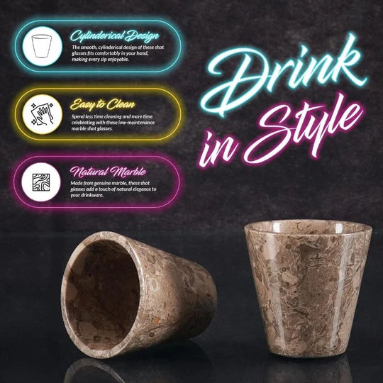 Premium Marble Tequila Shot Glasses - Grey