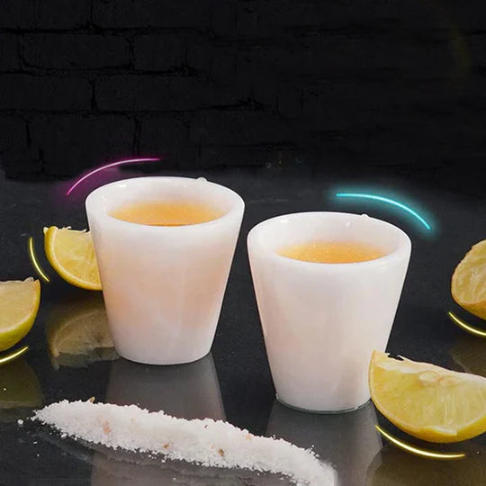 Premium Marble Tequila Shot Glasses - White