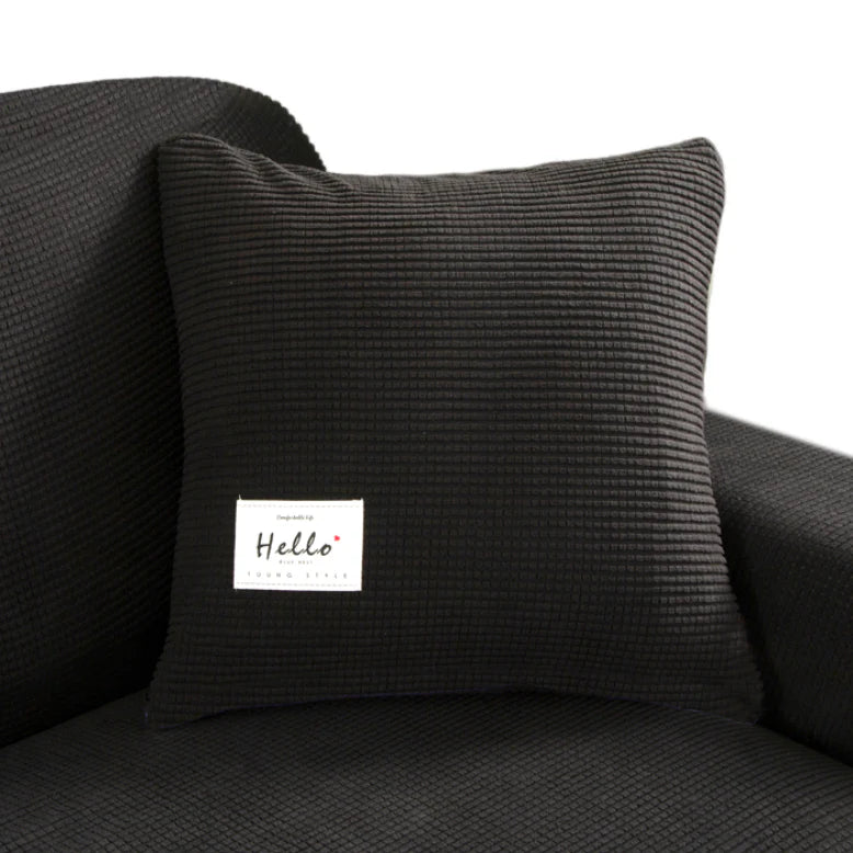 Premium Polyester Stretchable Cushion Pillowcase - Black -45 x 45cms