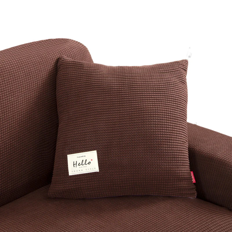 Premium Polyester Stretchable Cushion Pillowcase - Coffee -45 x 45cms