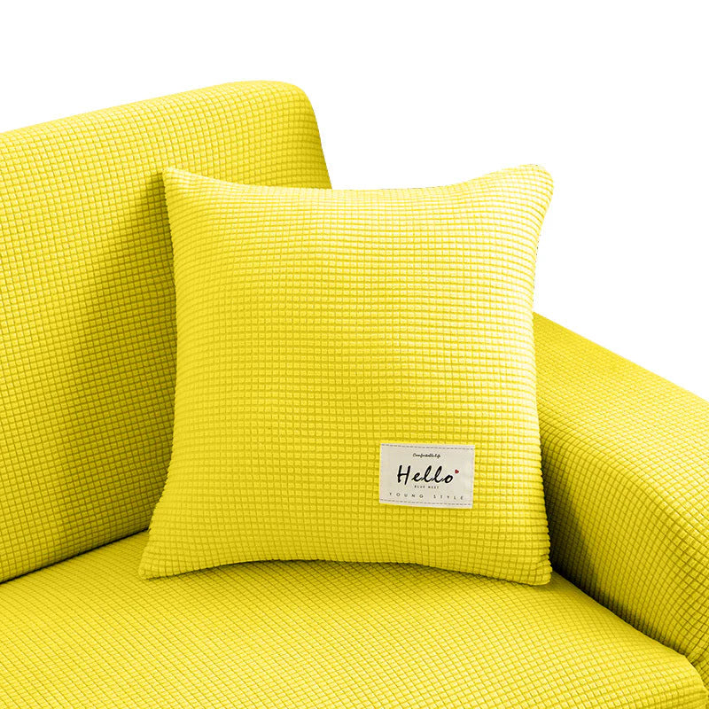 Premium Polyester Stretchable Cushion Pillowcase - Yellow -45 x 45cms