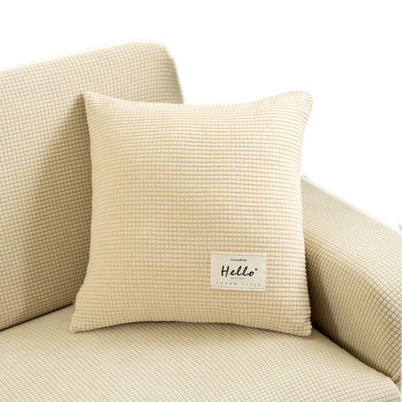 Premium Polyester Stretchable Cushion Pillowcase - Beige-45 x 45cms