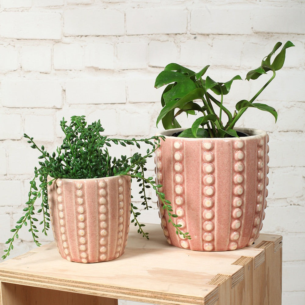 Pretty Blush Pink Ceramic Pot - Set of 4