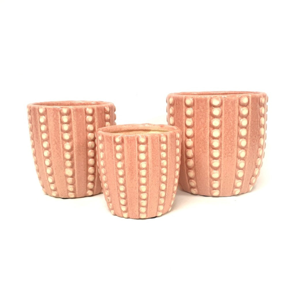 Pretty Blush Pink Ceramic Pot - Set of 4