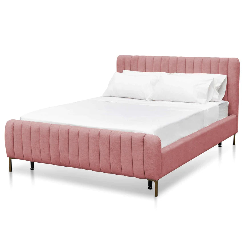 Pretty Velvet Bed Frame - Blush Peach (King)