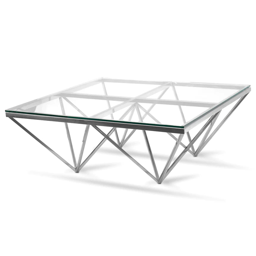 Prism Geometric Coffee Table 105cms - Silver