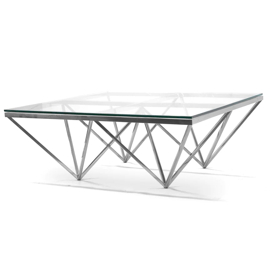 Prism Geometric Coffee Table 105cms - Silver