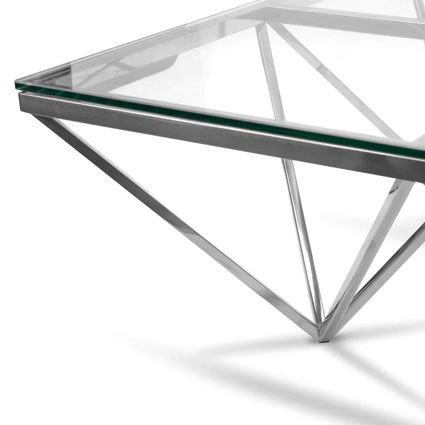 Prism Geometric Coffee Table 105cms - Silver