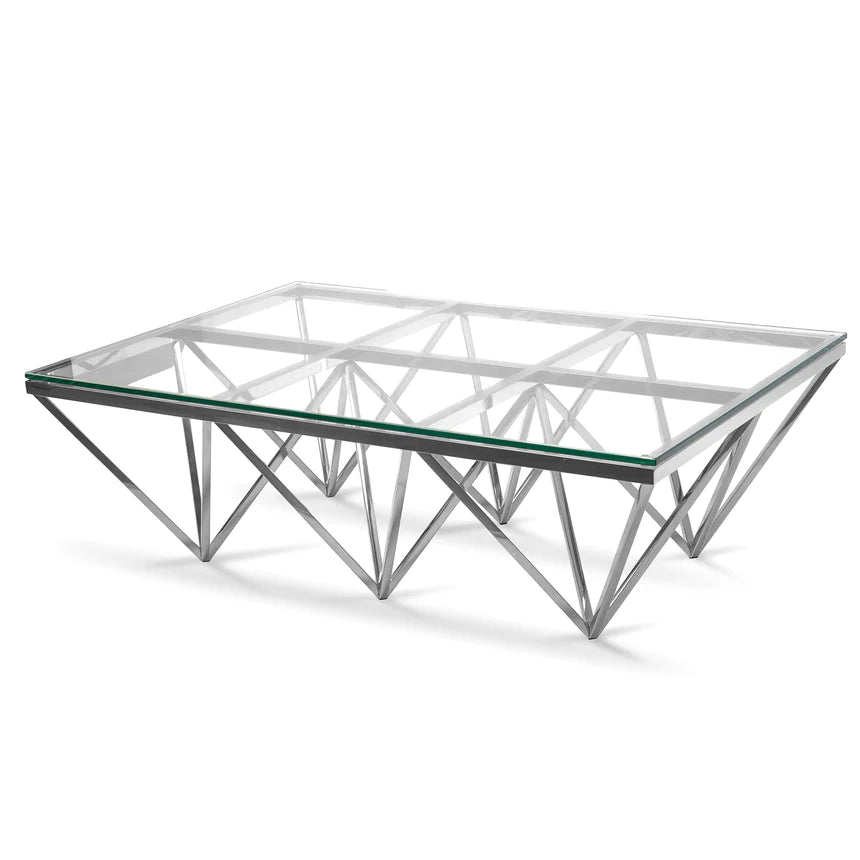 Prism Geometric Coffee Table 120cms - Silver