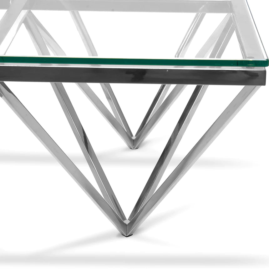 Prism Geometric Coffee Table 120cms - Silver