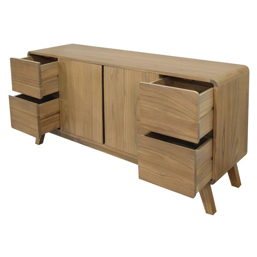 Providence Solid Timber 2-Door 4-Drawer Sideboard - Natural