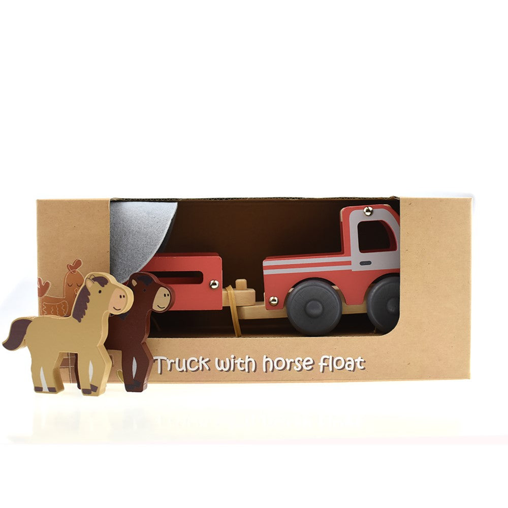 Pull Along Kids Wooden Tractor With Horse Float