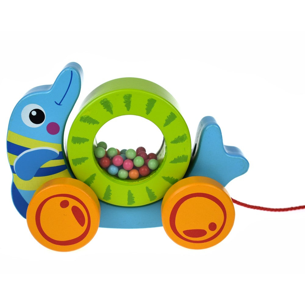 Pull Along Toddler Rolling Dolphin With Beads