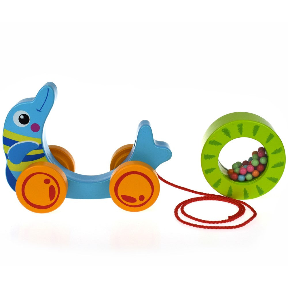 Pull Along Toddler Rolling Dolphin With Beads